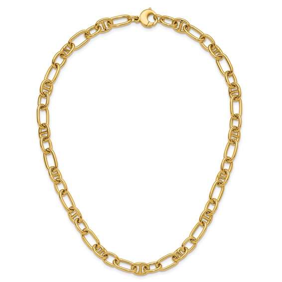 Leslie's 14K Polished Mixed Oval and Anchor Link Necklace