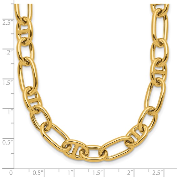 Leslie's 14K Polished Mixed Oval and Anchor Link Necklace