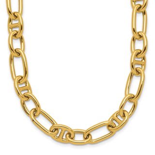 Leslie's 14K Polished Mixed Oval and Anchor Link Necklace