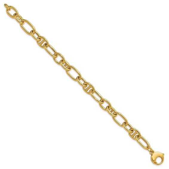 Leslie's 14K Polished Mixed Oval and Anchor Link Bracelet