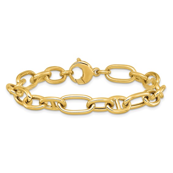 Leslie's 14K Polished Mixed Oval and Anchor Link Bracelet