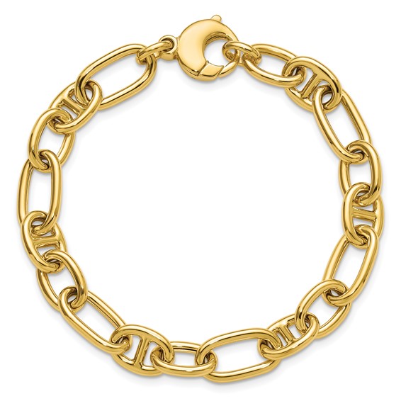 Leslie's 14K Polished Mixed Oval and Anchor Link Bracelet