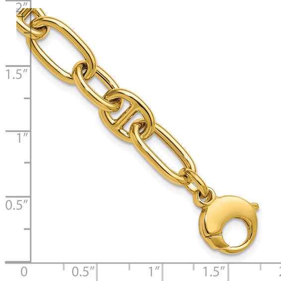 Leslie's 14K Polished Mixed Oval and Anchor Link Bracelet