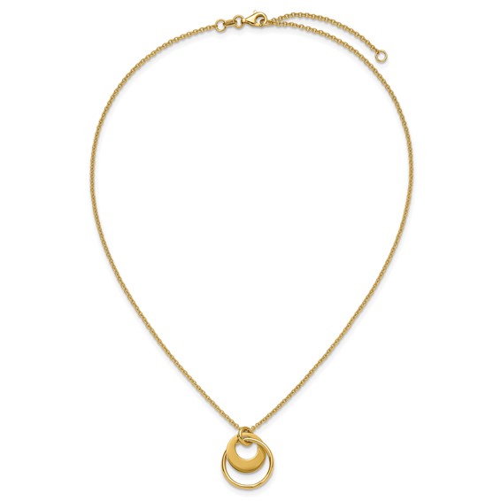 Leslie's 14K Polished Fancy Double Circle w/ 2in Ext .Necklace