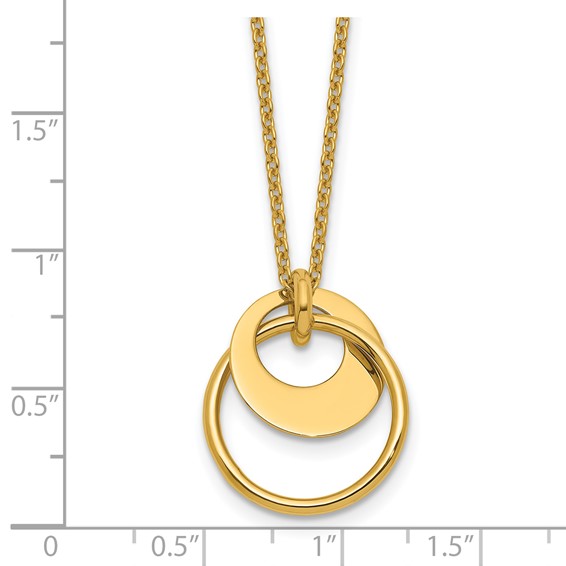 Leslie's 14K Polished Fancy Double Circle w/ 2in Ext .Necklace