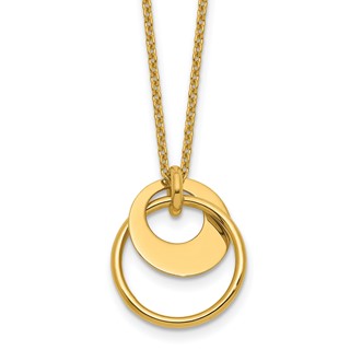 Leslie's 14K Polished Fancy Double Circle w/ 2in Ext .Necklace