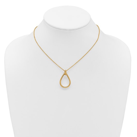 Leslie's 14K Polished Fancy Open Teardrop w/ 2in Ext. Necklace