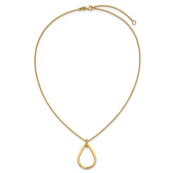 Leslie's 14K Polished Fancy Open Teardrop w/ 2in Ext. Necklace