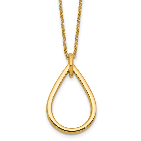 Leslie's 14K Polished Fancy Open Teardrop w/ 2in Ext. Necklace