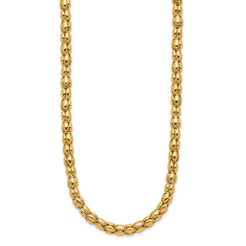 14K Two-tone Polished 5.5mm Popcorn Mesh Necklace