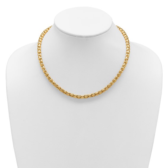 Leslie's 14K Two-tone Polished 5.5mm Popcorn Mesh Necklace