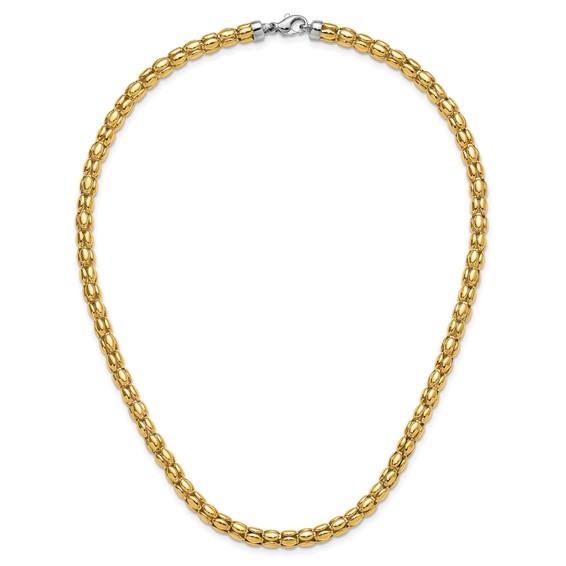 Leslie's 14K Two-tone Polished 5.5mm Popcorn Mesh Necklace
