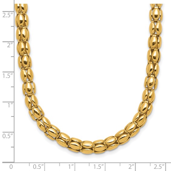 Leslie's 14K Two-tone Polished 5.5mm Popcorn Mesh Necklace