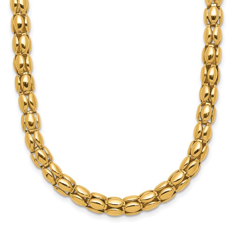 14K Two-tone Polished 5.5mm Popcorn Mesh Necklace