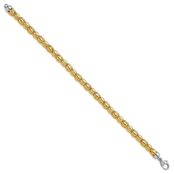Leslie's 14K Two-tone Polished 5.5mm Popcorn Link Bracelet