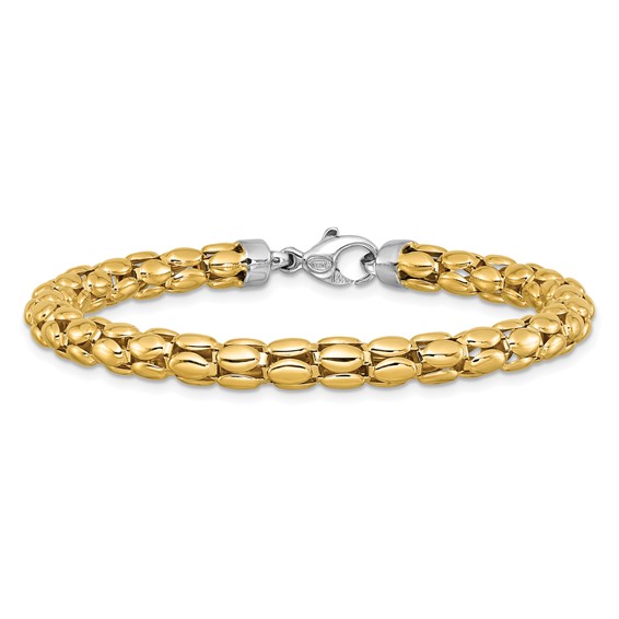 Leslie's 14K Two-tone Polished 5.5mm Popcorn Link Bracelet