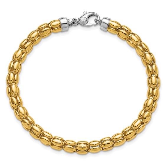 Leslie's 14K Two-tone Polished 5.5mm Popcorn Link Bracelet