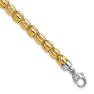 Leslie's 14K Two-tone Polished 5.5mm Popcorn Link Bracelet