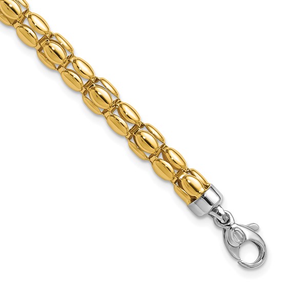 Leslie's 14K Two-tone Polished 5.5mm Popcorn Link Bracelet