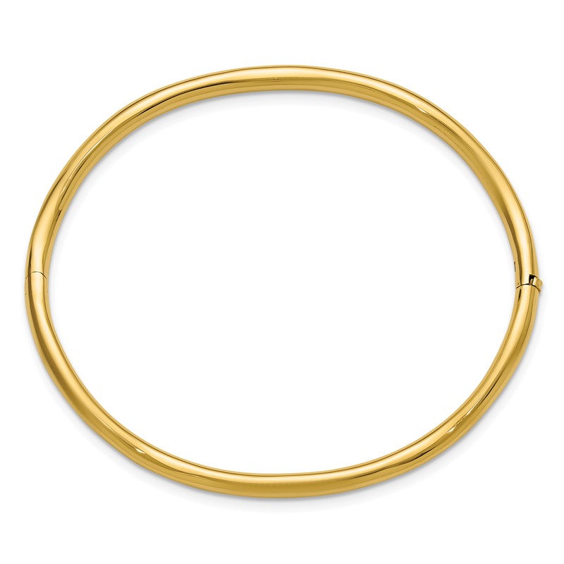 14K Polished Fancy Wavy Hinged Bangle