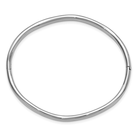 Leslie's 14K White Gold Polished Fancy Wavy Hinged Bangle
