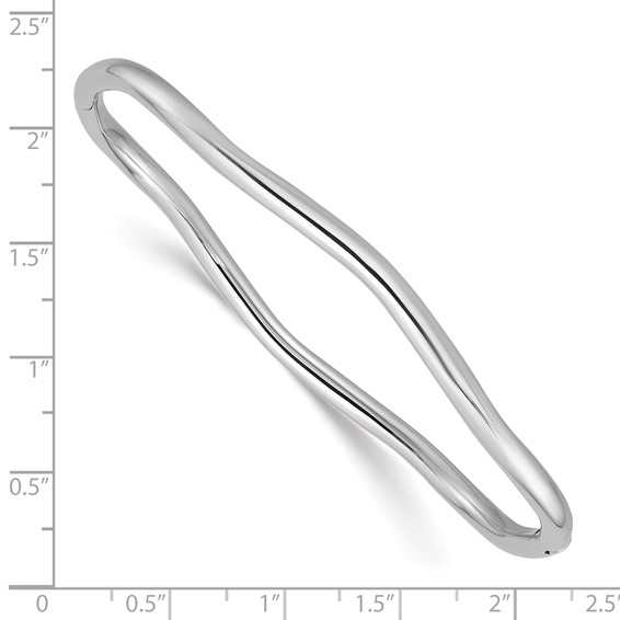 Leslie's 14K White Gold Polished Fancy Wavy Hinged Bangle