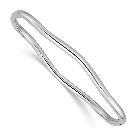 Leslie's 14K White Gold Polished Fancy Wavy Hinged Bangle