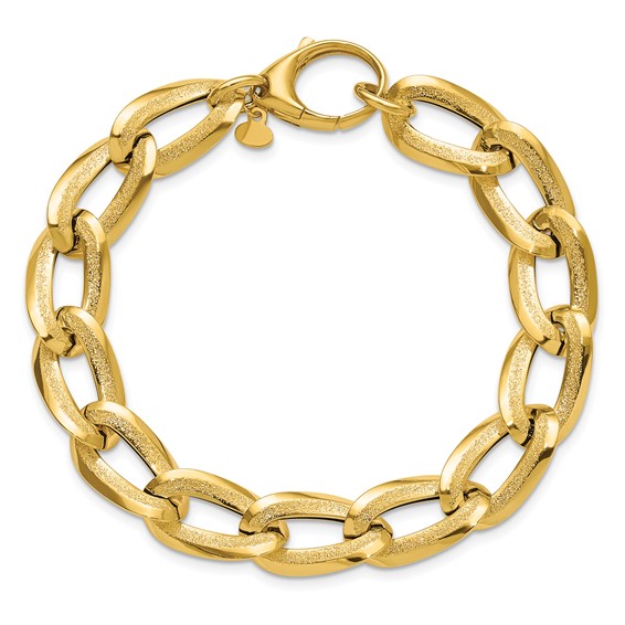 Leslie's 14K Polished and Laser-cut Fancy Oval Link Bracelet