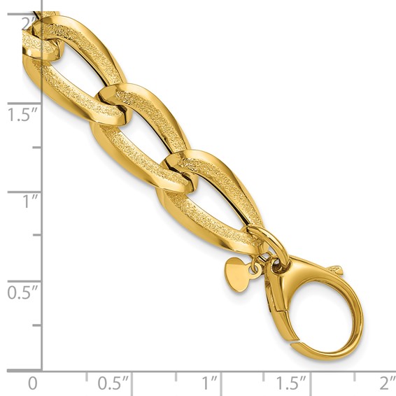 Leslie's 14K Polished and Laser-cut Fancy Oval Link Bracelet