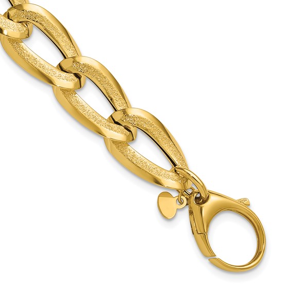 Leslie's 14K Polished and Laser-cut Fancy Oval Link Bracelet