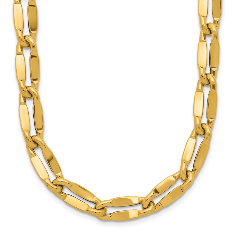 14K Polished Fancy Contoured Link Necklace