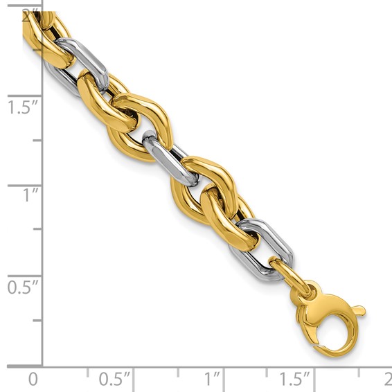 Leslie's 14K Two-tone Polished Fancy Flat Edge Link Bracelet