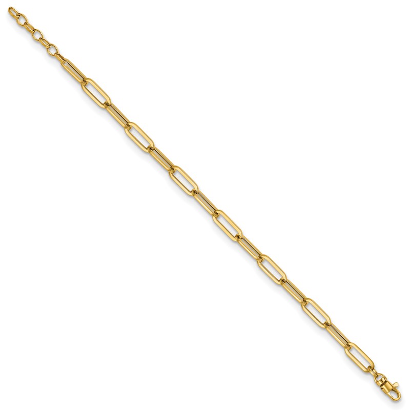 14K Polished Fancy Link with 1in ext Bracelet
