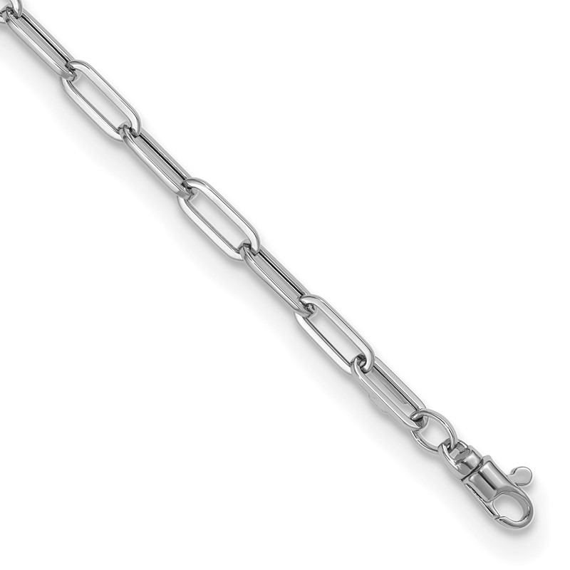 14K White Gold Polished Fancy Link with 1in ext Bracelet