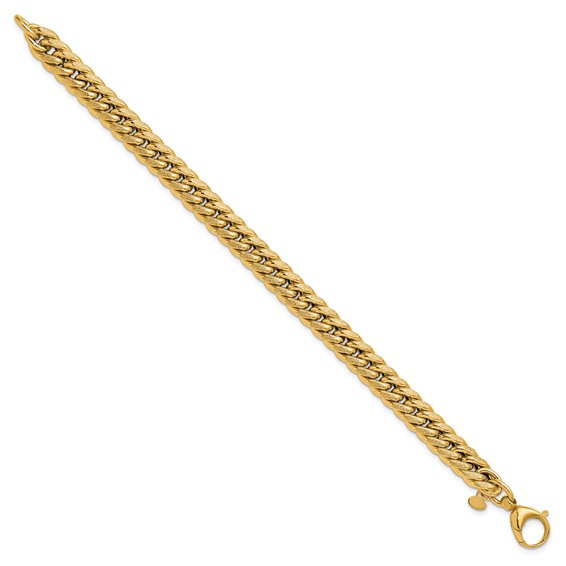 Leslie's 14K Polished and Textured Fancy Curb Bracelet