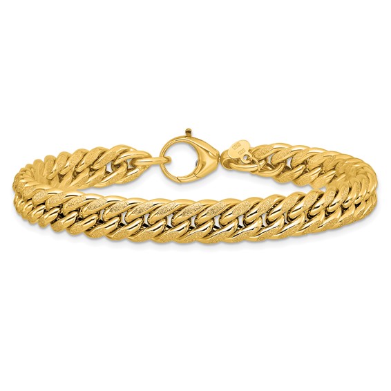 Leslie's 14K Polished and Textured Fancy Curb Bracelet