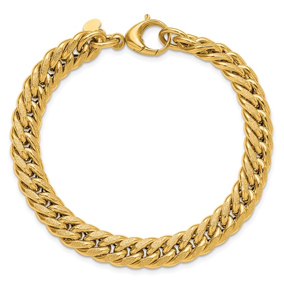 Leslie's 14K Polished and Textured Fancy Curb Bracelet
