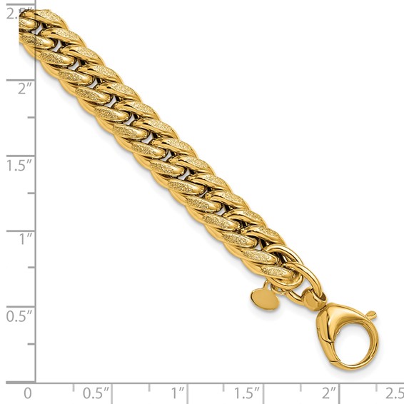Leslie's 14K Polished and Textured Fancy Curb Bracelet