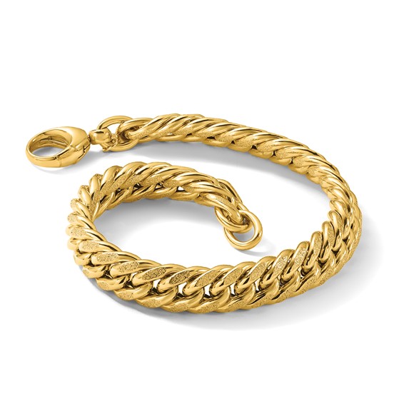 Leslie's 14K Polished and Textured Fancy Curb Bracelet