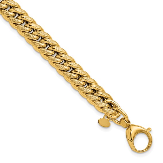 Leslie's 14K Polished and Textured Fancy Curb Bracelet