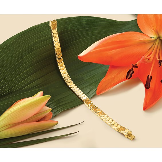 Leslie's 14K Polished Hexagon Design Bracelet