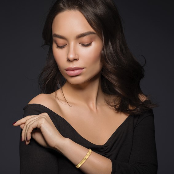 Leslie's 14K Polished Hexagon Design Bracelet