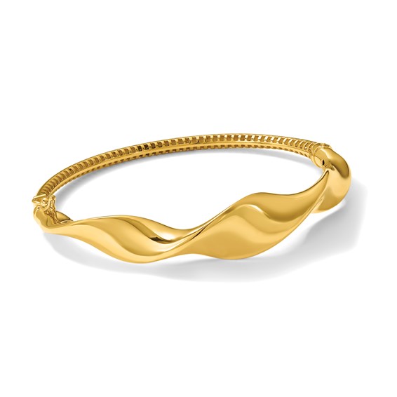 Leslie's 14K Polished Wavy Hinged Bangle