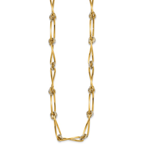 Leslie's 14K Two-tone Polished and Diamond-cut Fancy Link Necklace
