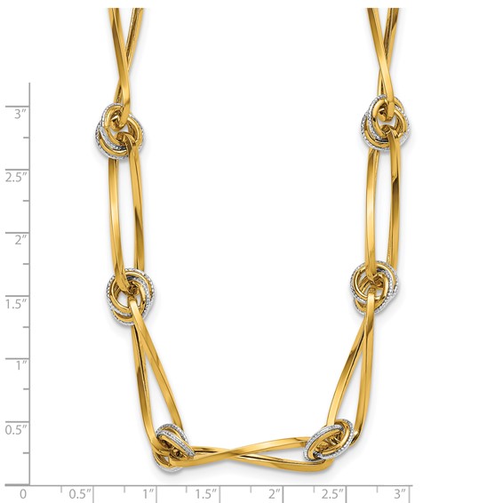 Leslie's 14K Two-tone Polished and Diamond-cut Fancy Link Necklace