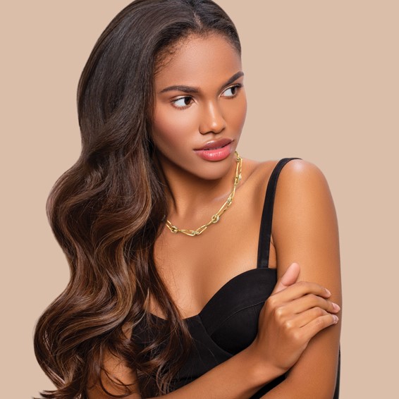 Leslie's 14K Two-tone Polished and Diamond-cut Fancy Link Necklace