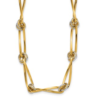 Leslie's 14K Two-tone Polished and Diamond-cut Fancy Link Necklace