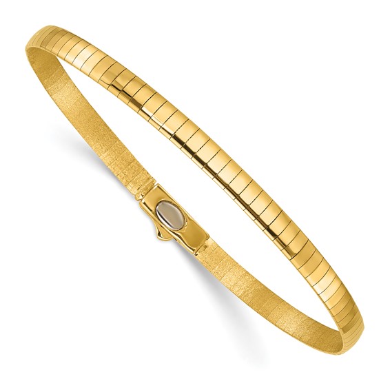 Leslie's 14K Polished and Satin 4mm 7.5in Reversible Omega Bracelet