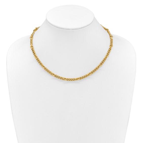 Leslie's 14K Polished and Textured Fancy Link with .5in ext. Necklace