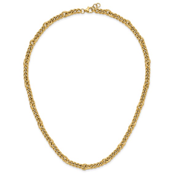 Leslie's 14K Polished and Textured Fancy Link with .5in ext. Necklace
